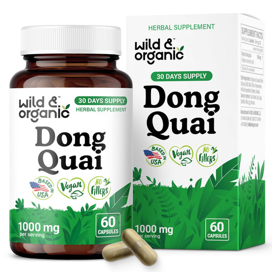 Bottle of Wild & Organic Dong Quai Capsules for Women with 60 capsules