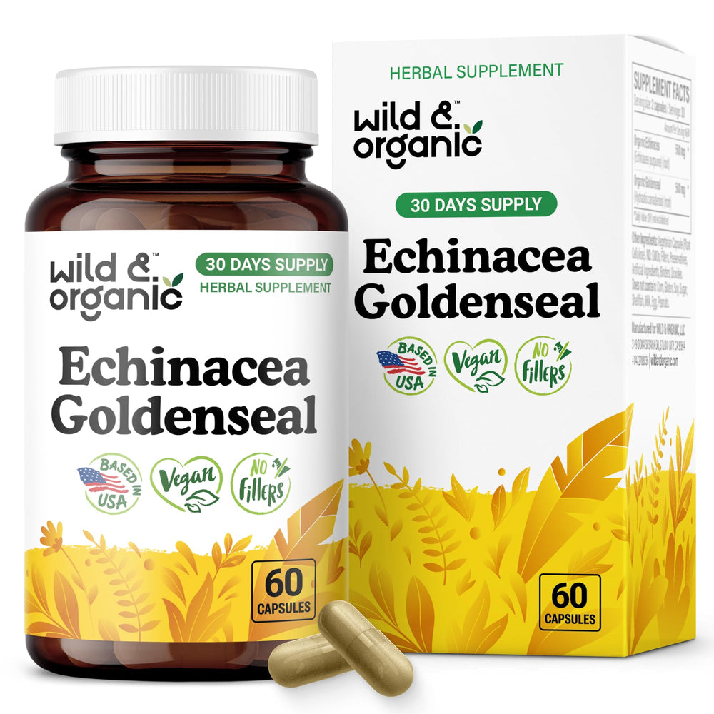 Wild & Organic Echinacea Goldenseal Capsules bottle label