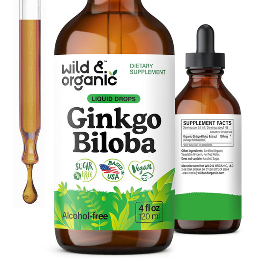 Wild & Organic Ginkgo Biloba Drops bottle – 4 fl oz