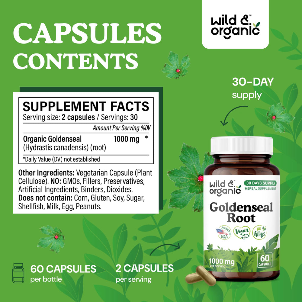 Ingredients list for Goldenseal Root Capsules
