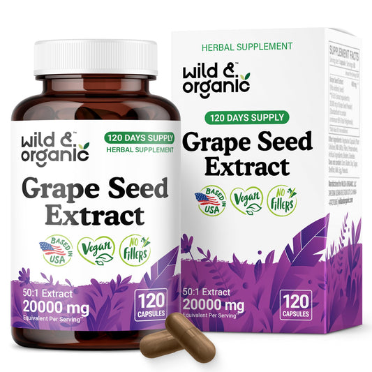 Wild & Organic Grape Seed Extract Capsules bottle front view