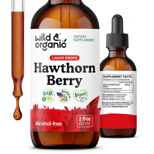 Front view of Wild & Organic Hawthorn Berry Extract Drops bottle