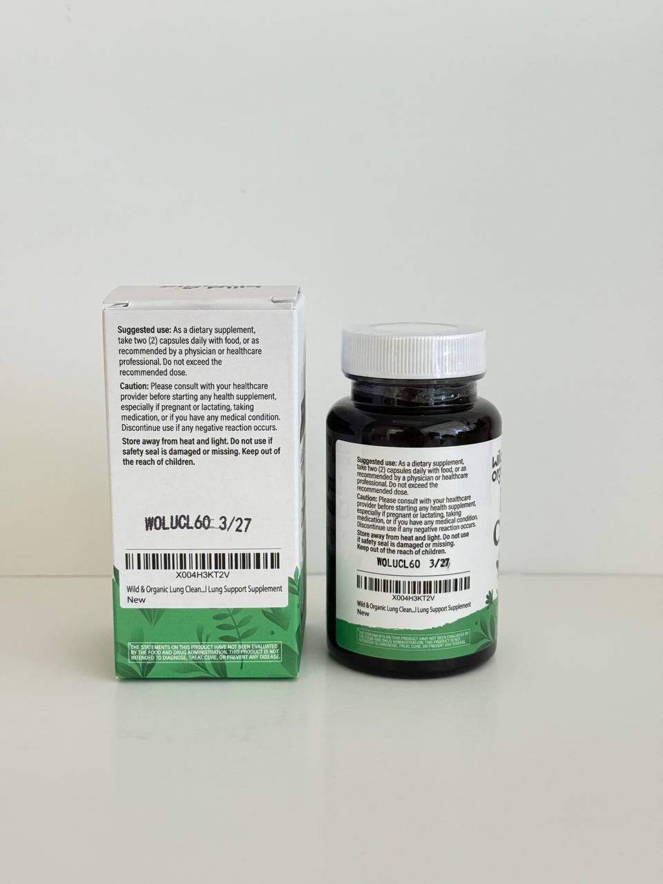 Wild & Organic Lung Cleanse Capsules branding and bottle