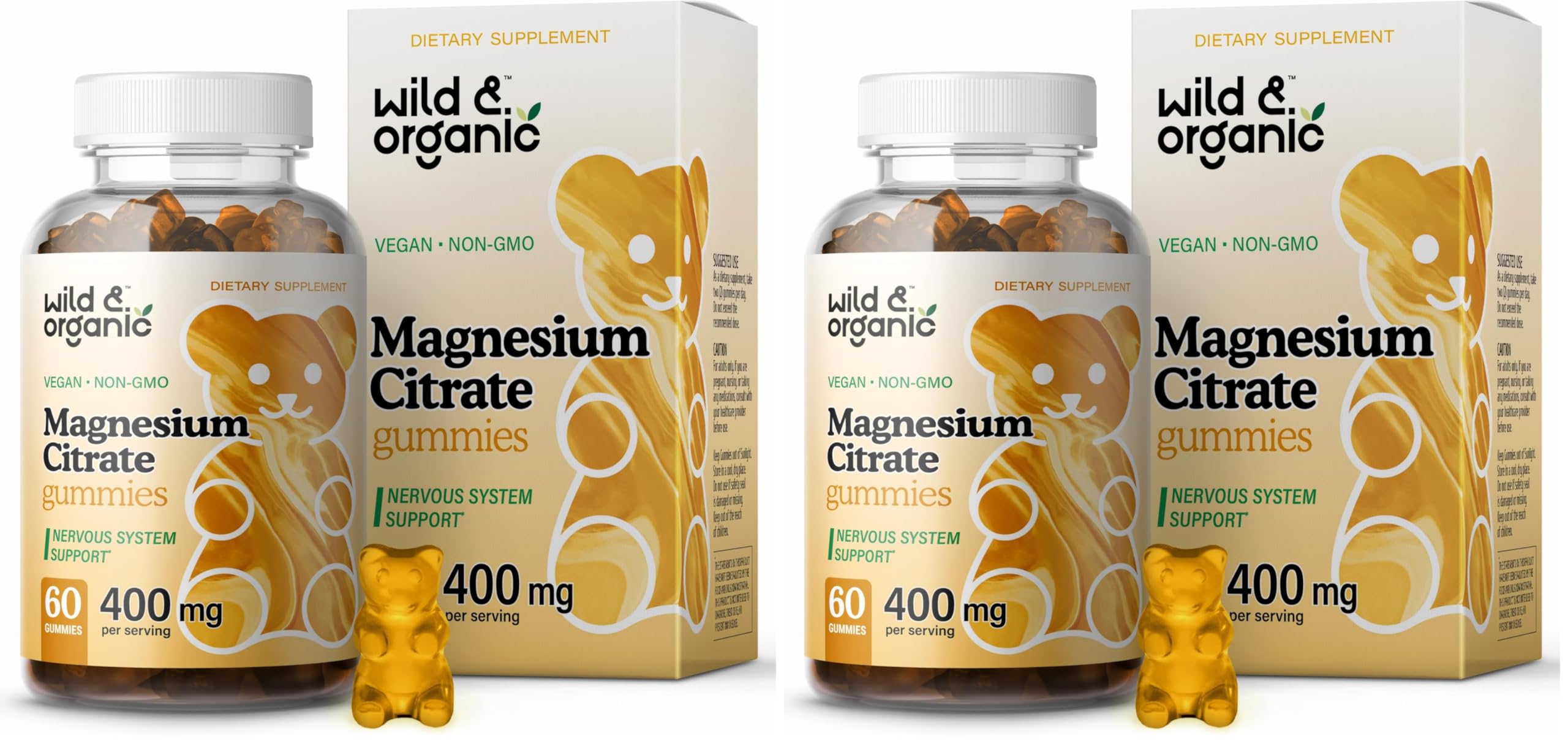 Hero image: Wild & Organic Magnesium Citrate Gummies packaging (Pack of 2)