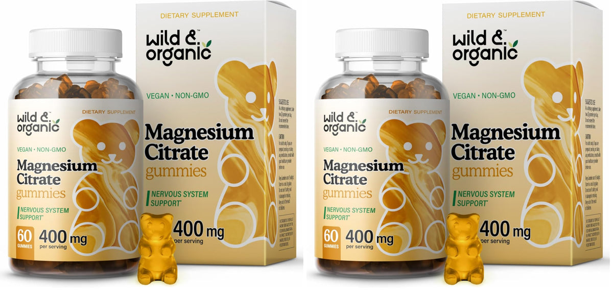 Hero image: Wild & Organic Magnesium Citrate Gummies packaging (Pack of 2)
