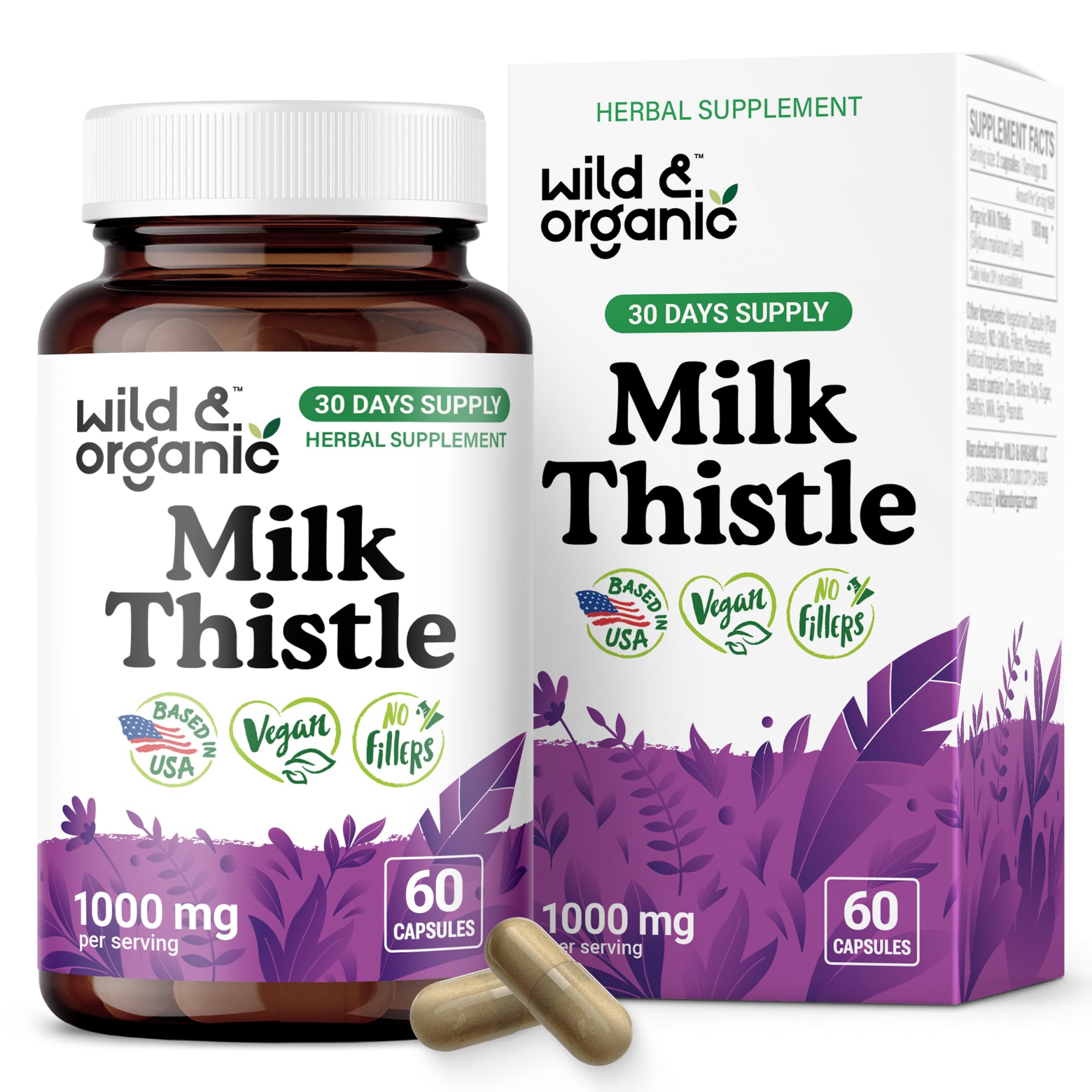 Wild & Organic Milk Thistle 1000mg bottle packaging