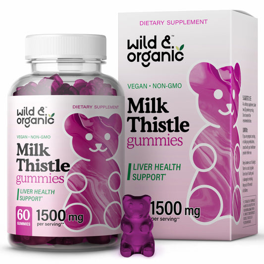 Front packshot of Wild & Organic Milk Thistle Gummies 1500mg bottle