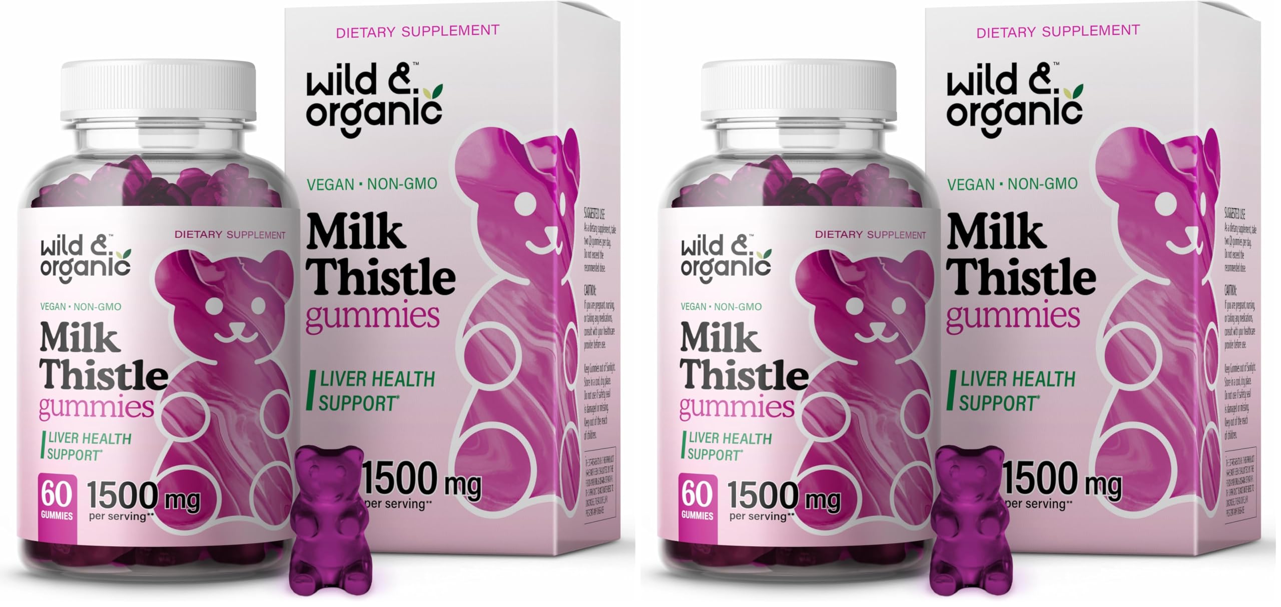 Bottle of Wild & Organic Milk Thistle Gummies with 60 vegan chews