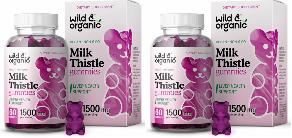 Bottle of Wild & Organic Milk Thistle Gummies with 60 vegan chews