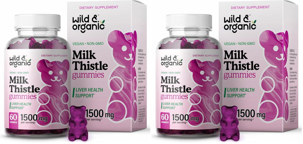 Bottle of Wild & Organic Milk Thistle Gummies with 60 vegan chews