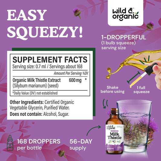 Product label for Wild & Organic Milk Thistle tincture