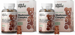 Front view of Wild & Organic Mushroom Gummies two-pack with two 60-count bottles
