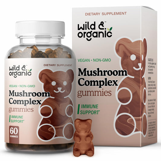 Front view of Wild & Organic Mushroom Gummies bottle