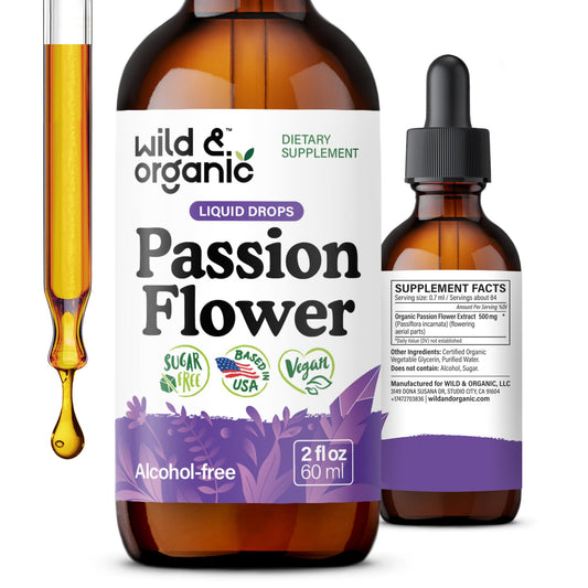 Wild & Organic passionflower tincture bottle (2 oz)
