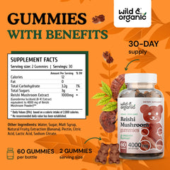 Gummies showing 1000 mg ganoderma lucidum extract per serving