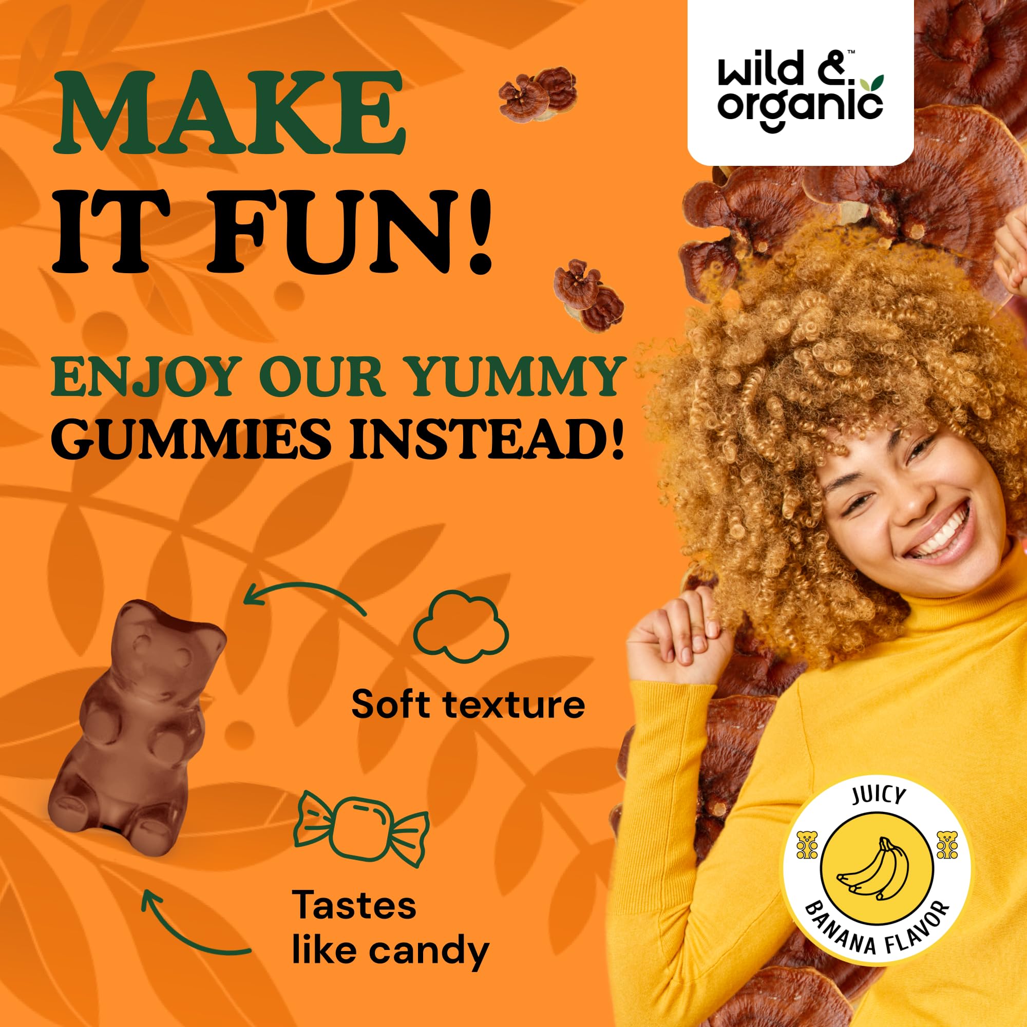 Gummies with mango flavor in a bright setting