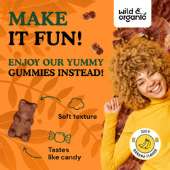 Gummies with mango flavor in a bright setting