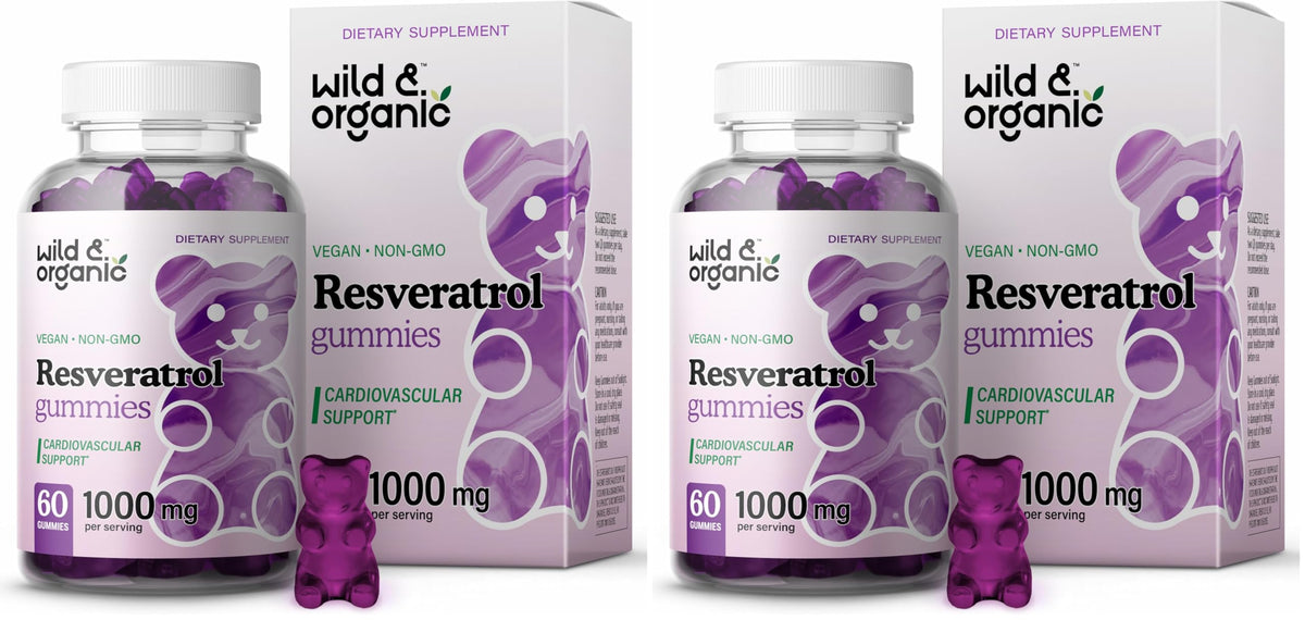 Front view of Wild & Organic Resveratrol Gummies 1000mg Pack of 2