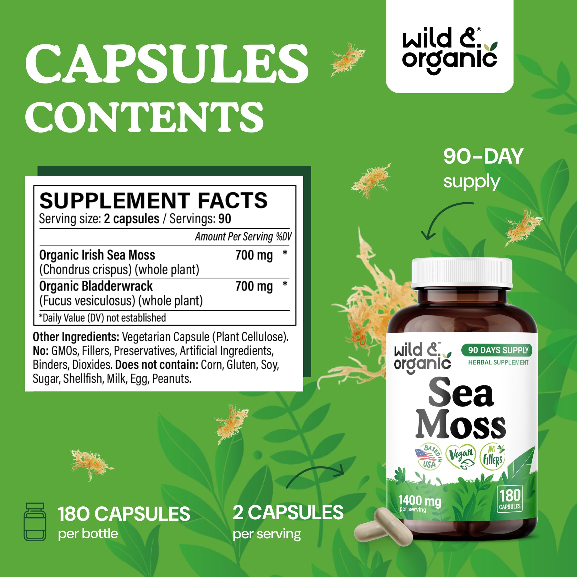 Side view of bottle showing ingredients and vegan formula