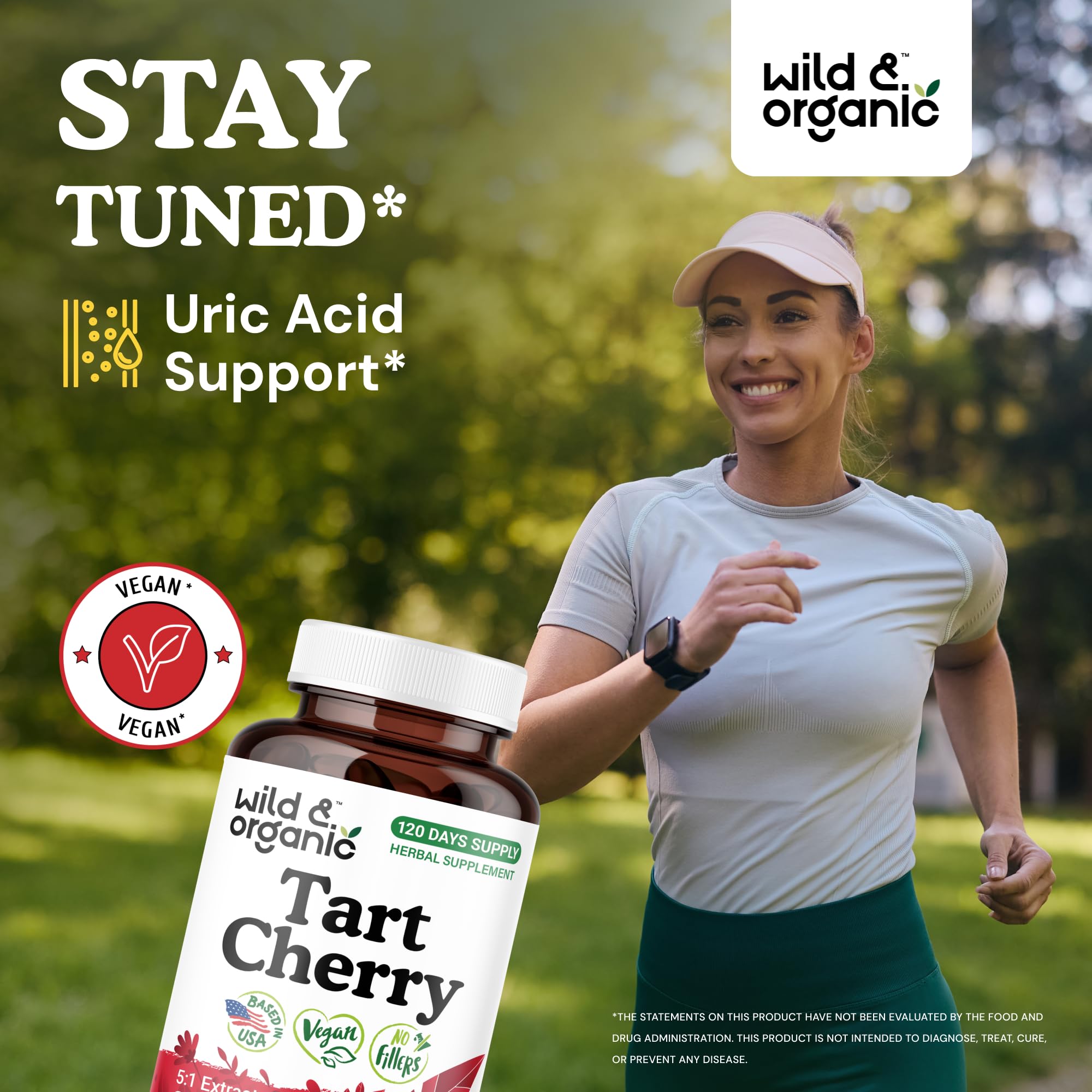 Close-up of tart cherry capsules showing 600 mg dose