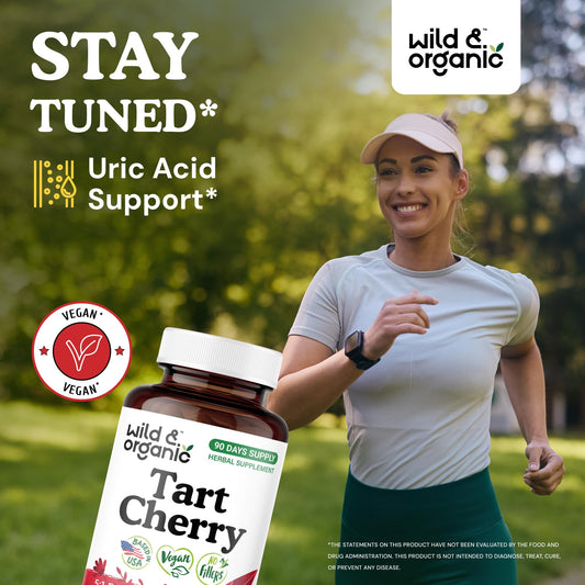 Close-up of Wild & Organic Tart Cherry Capsules bottle