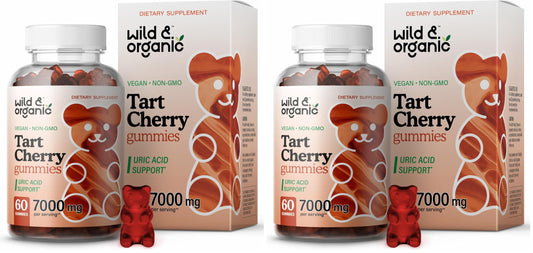 Wild & Organic Tart Cherry Gummies two-pack display with front label