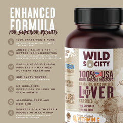 Close-up of label showing 3000mg per serving on Beef Liver Capsules