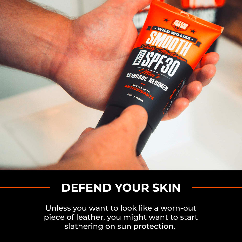 Wild Willies moisturizer on skin demonstrating lightweight hydration for all skin types.