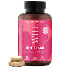 WILE menopause bottle offers easy daily support for hot flashes