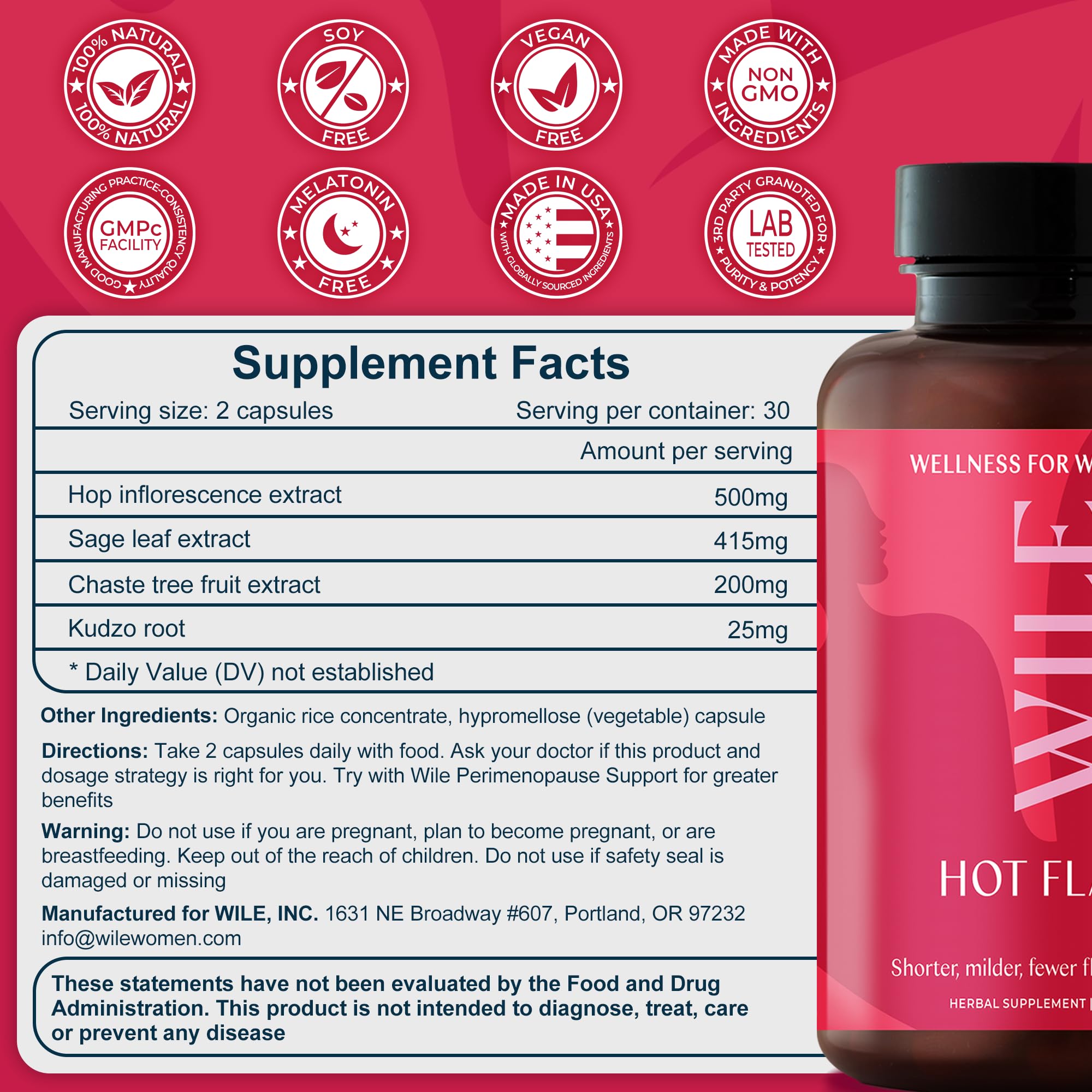 WILE sage leaf extract image underscores natural menopause support