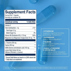 Illustration of GABA, L-Theanine, Taurine and Lemon Balm ingredients