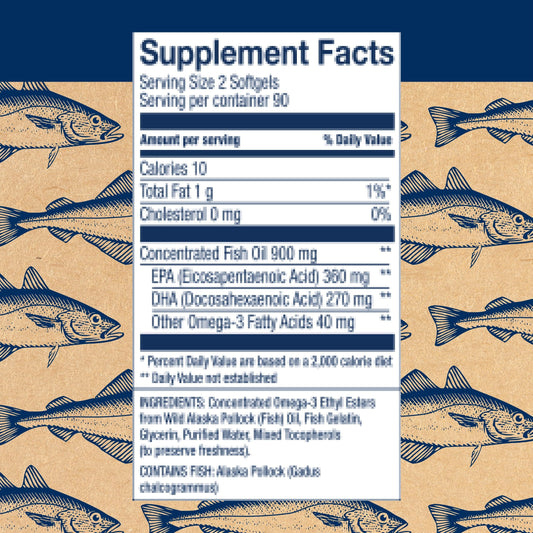 Close-up of mini fish oil softgels