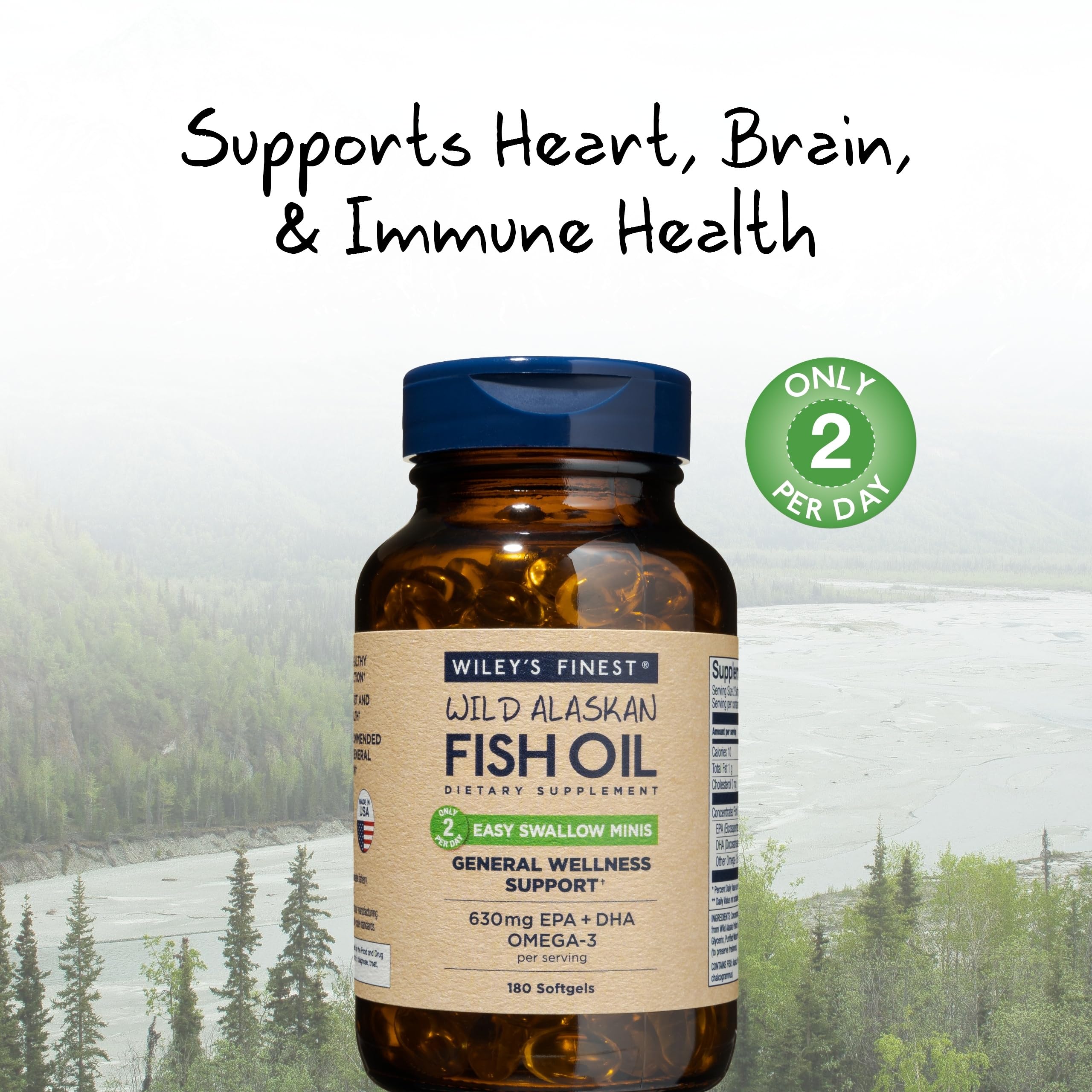 Sustainably sourced Wild Alaskan Pollock fish oil bottle