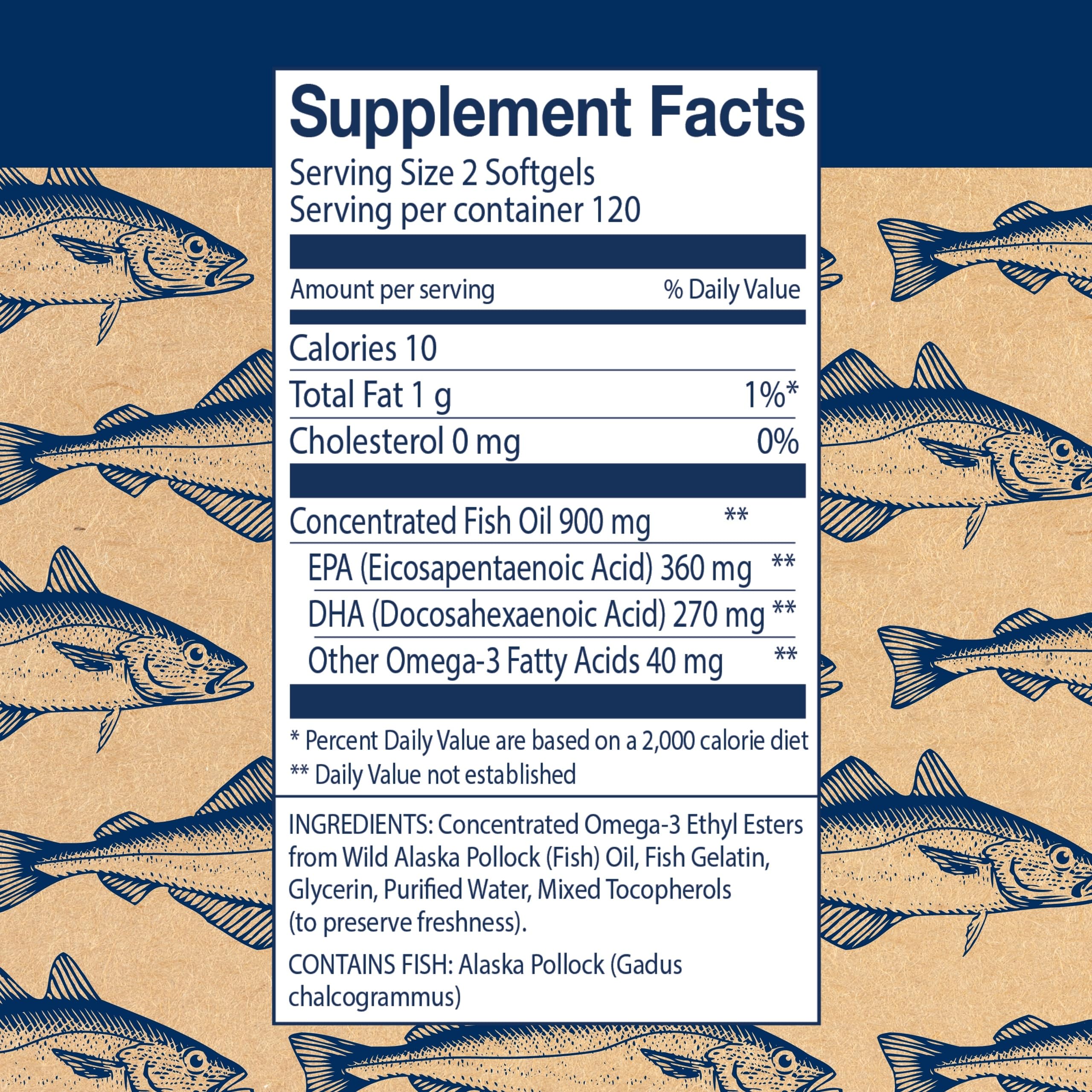 Narrow close-up of EPA and DHA content on the label