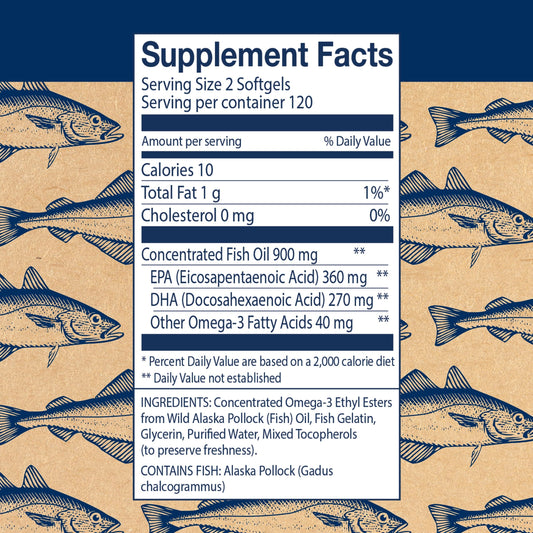 Narrow close-up of EPA and DHA content on the label