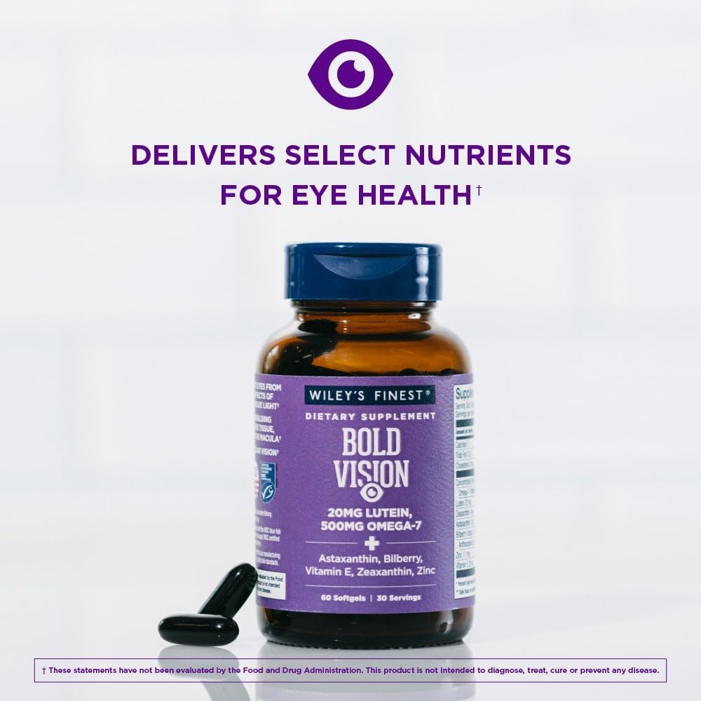 Label detail image showcases 20 mg lutein and other ingredients for eye tissue nourishment.