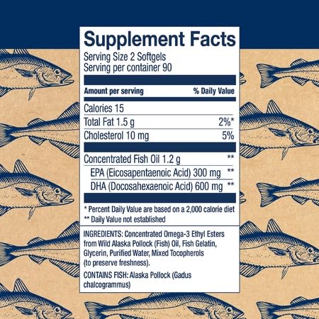 Unflavored fish oil softgels designed for prenatal use