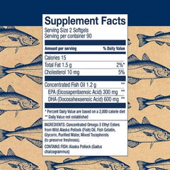 Unflavored fish oil softgels designed for prenatal use
