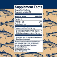 EPA and DHA breakdown per softgel: 750mg EPA / 250mg DHA