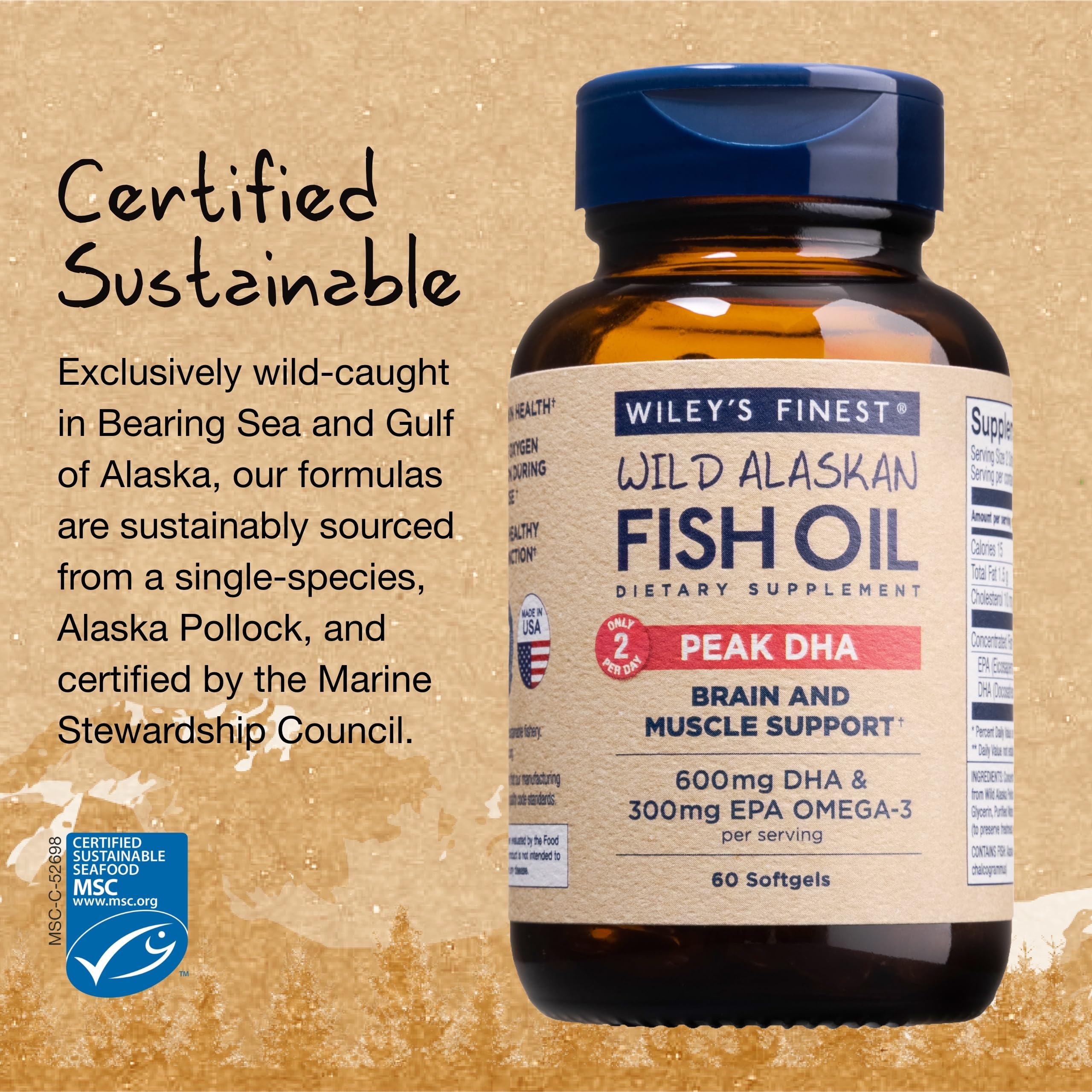 Marine Stewardship Council certification on Wiley's Finest packaging