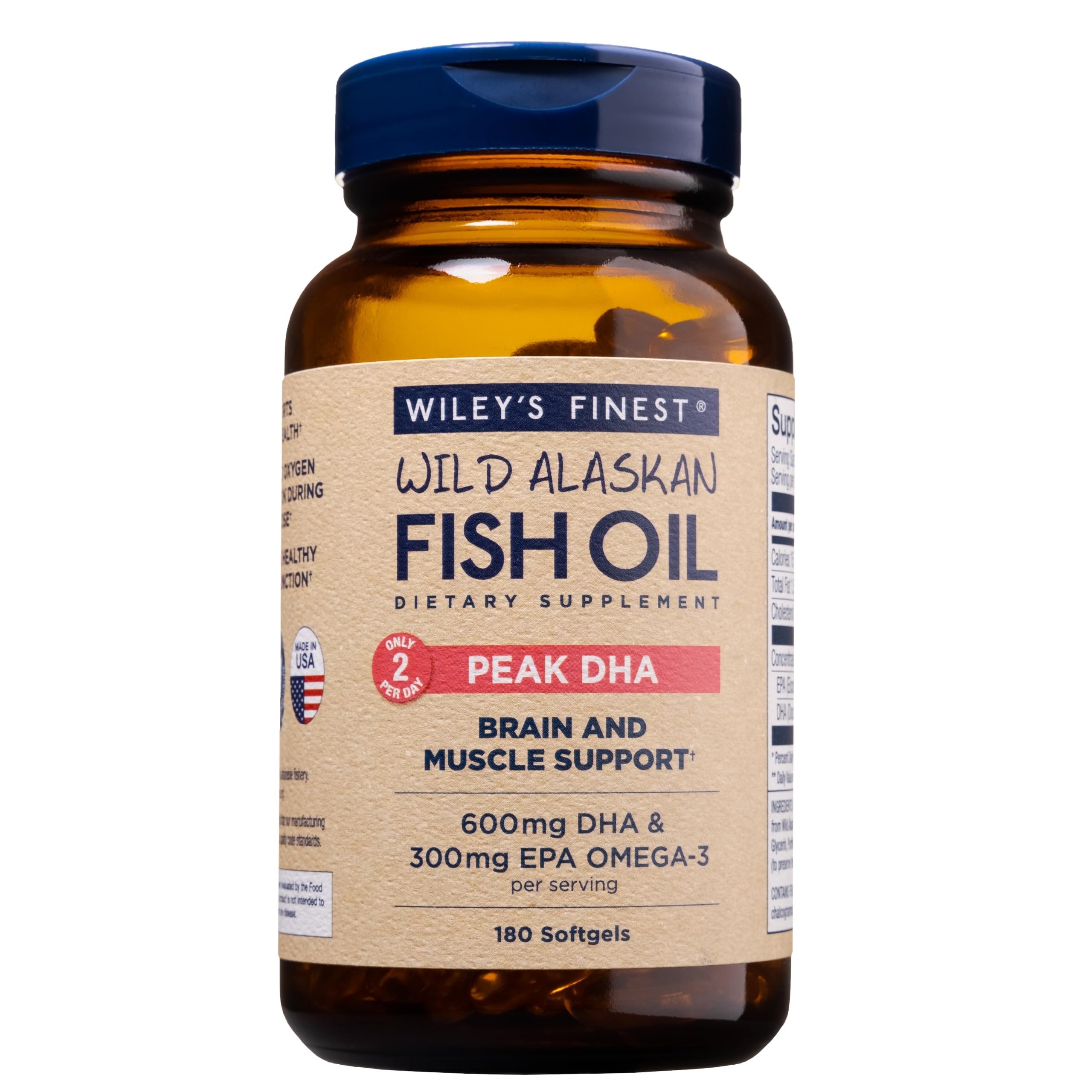 Wiley's Finest Peak DHA bottle—high potency omega-3 for daily omega-3 support.