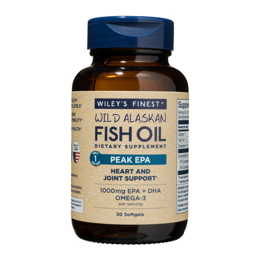 Bottle of Wiley's Finest Wild Alaskan Fish Oil Peak EPA - 30 softgels