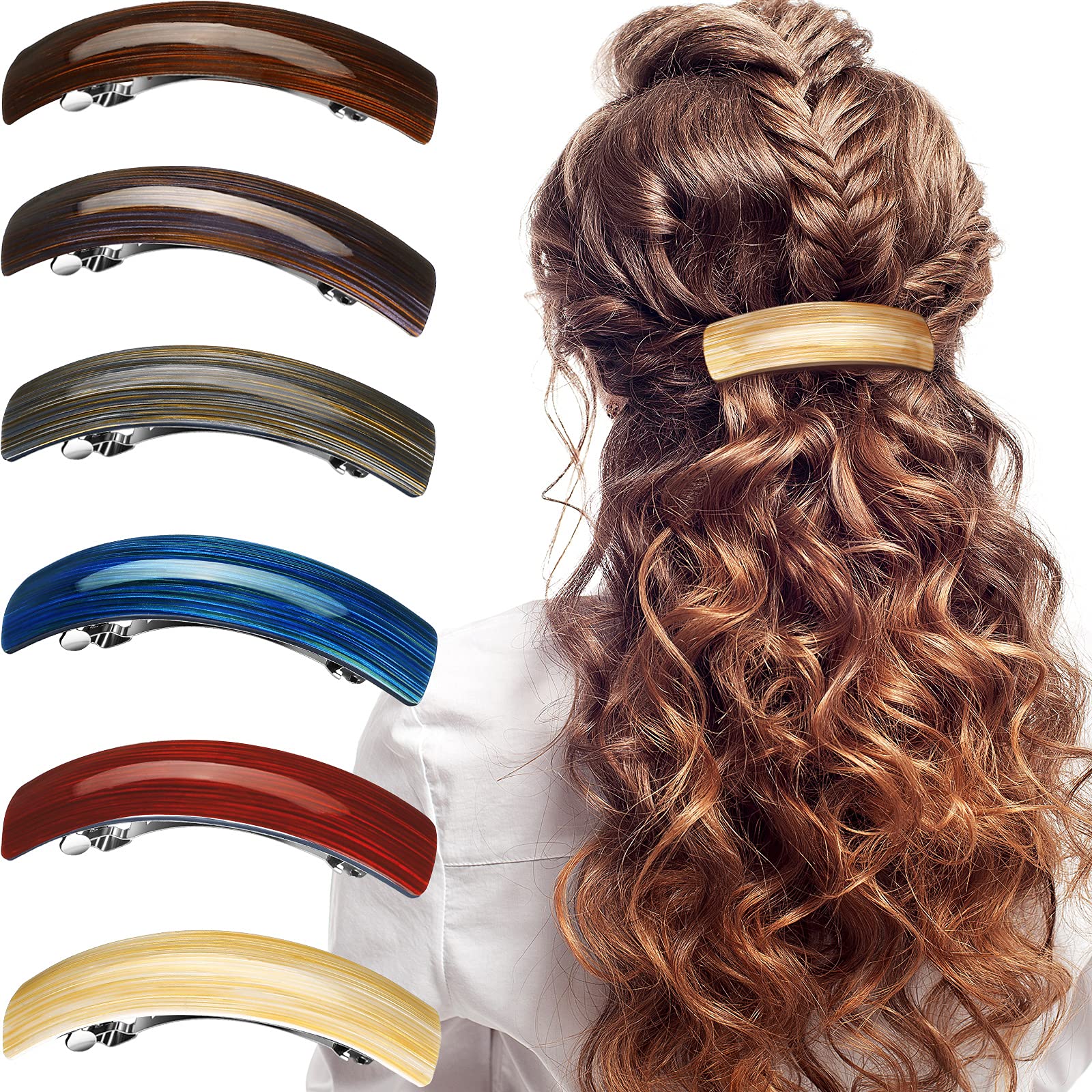 WILLBOND large retro hair barrette in multicolor holds medium to thick hair securely.