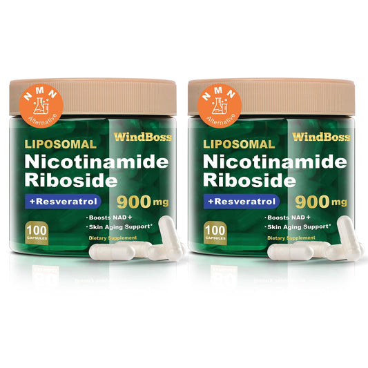 Windboss Liposomal NAD+ supplement bottle with NR and Resveratrol