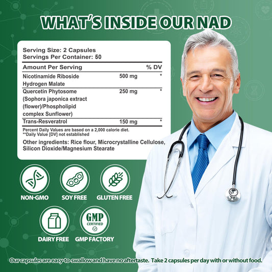 Close-up of Liposomal NAD+ capsules