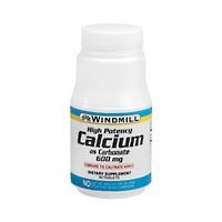 Windmill Calcium Carbonate 600 mg bottle, 60 tablets
