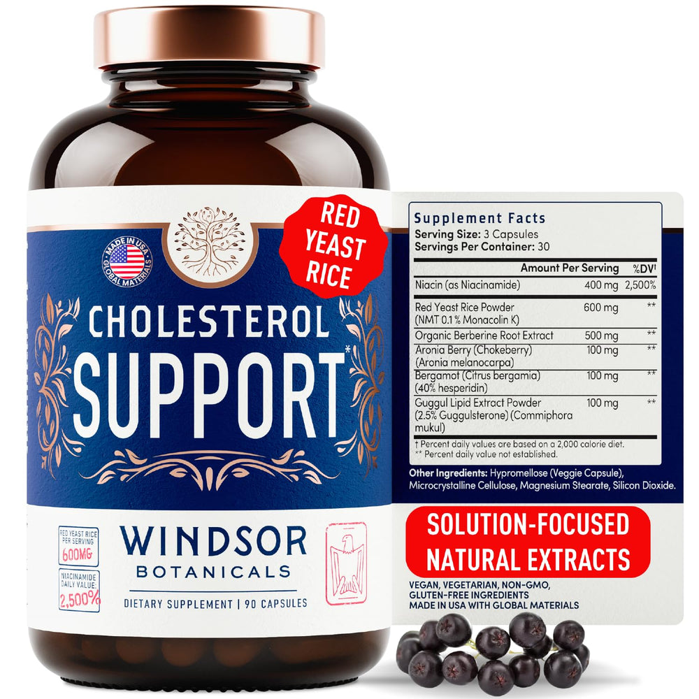 Windsor Botanicals cholesterol supplement bottle with citrus bergamot capsules