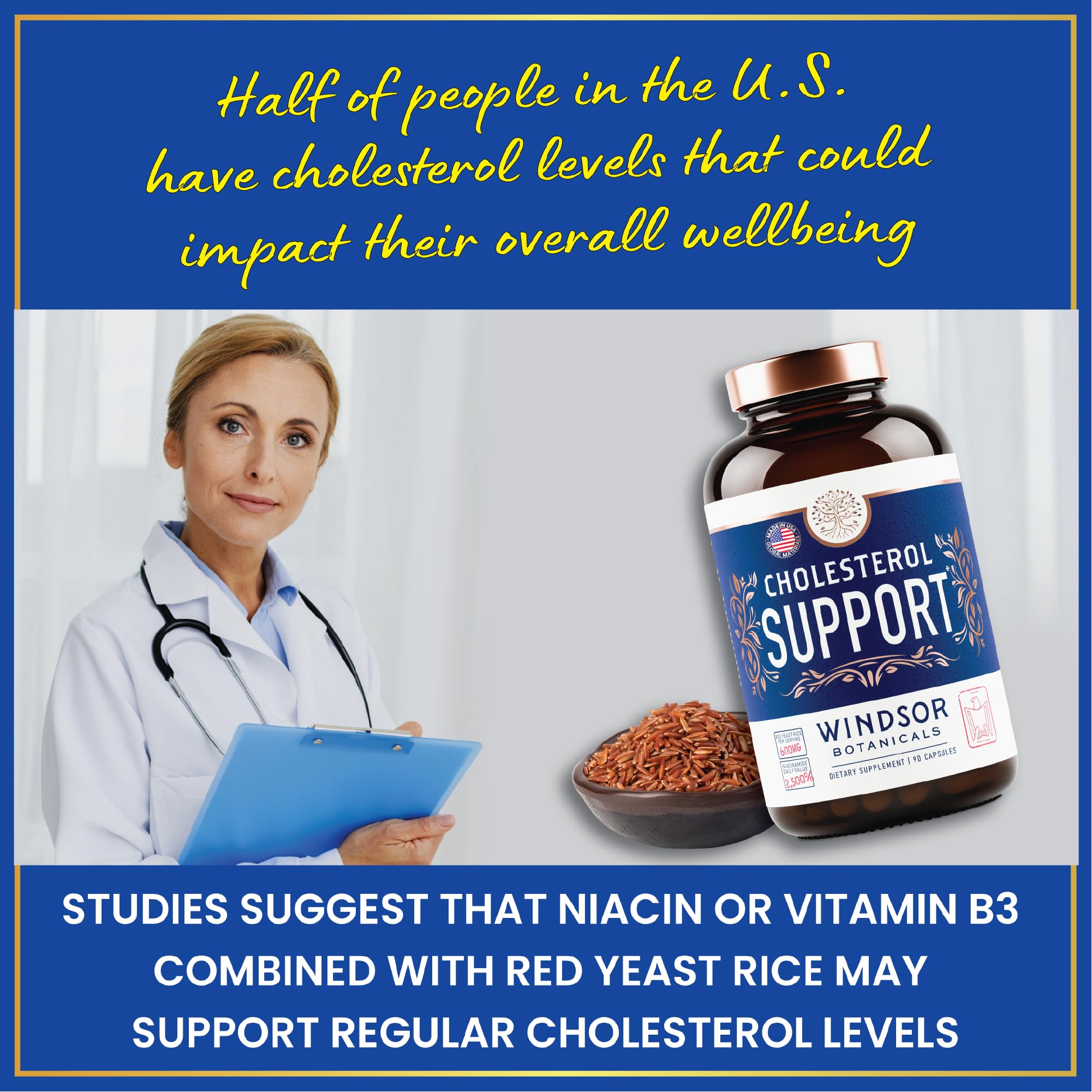Vitamin B3 niacin and citrus bergamot components displayed