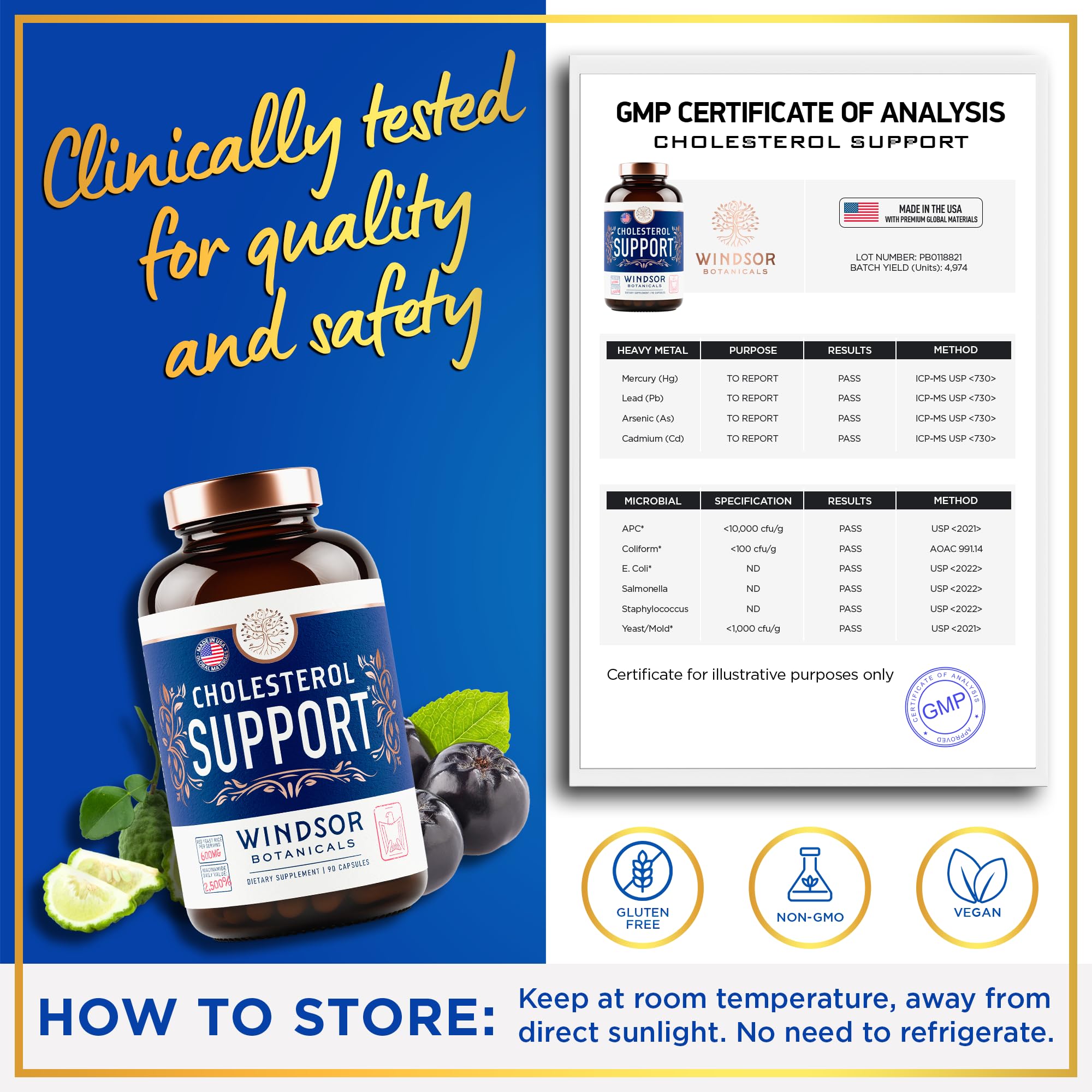 Made in USA Windsor Botanicals vegan cholesterol pills