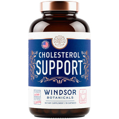 Product packaging showing Windsor Botanicals Cholesterol Supplement label